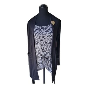 Juicy Couture 3 Piece Logo Print Pajama Set in Black and Grey (NWT)